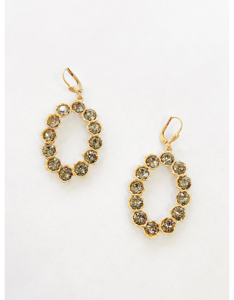 La Vie Parisienne French Oval Black Diamond Crystal Stone Earrings