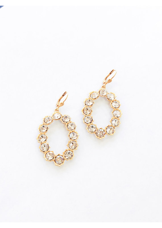 La Vie Parisienne French Oval Stone Clear Crystal Earrings