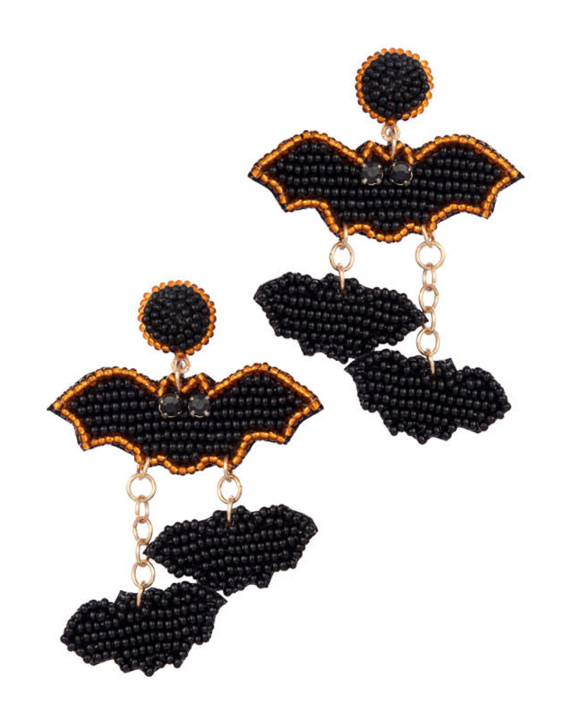 Laura Janelle Black & Orange Bat Earrings