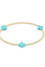 enewton Signature Cross Gold Pattern 2mm Bead Bracelet - Turquoise