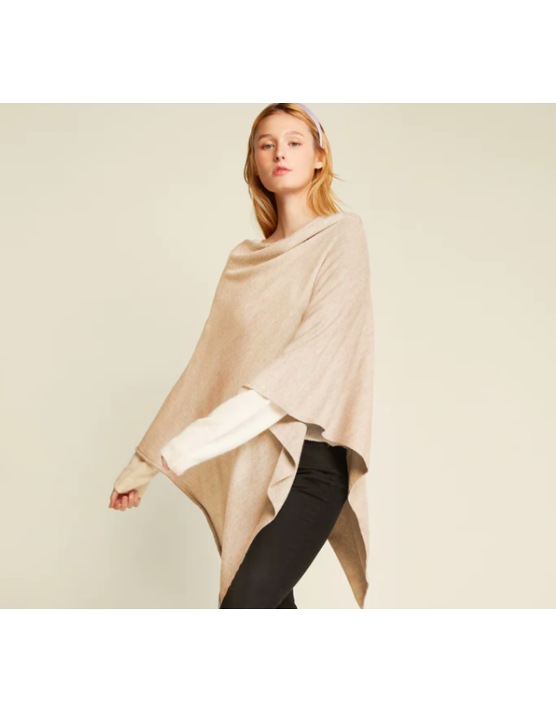 Look By M Basic Beige Triangle Poncho