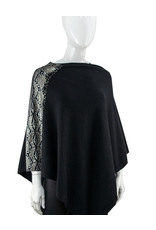 Mitchies Matchings Snakeskin Crystal Accent Black Knit Poncho