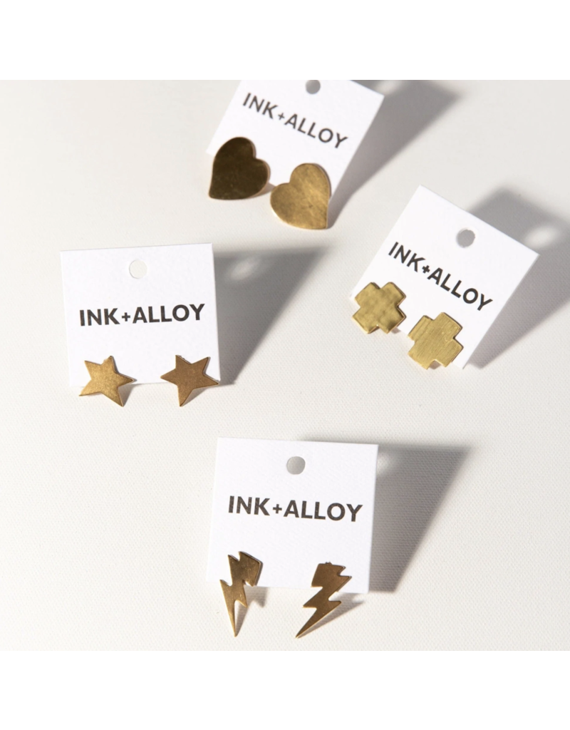 Ink + Alloy Brass Small Star Earrings