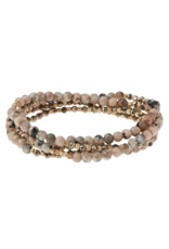Scout Stone Duo Wrap Bracelet/Necklace - Rhodonite & Pyrite