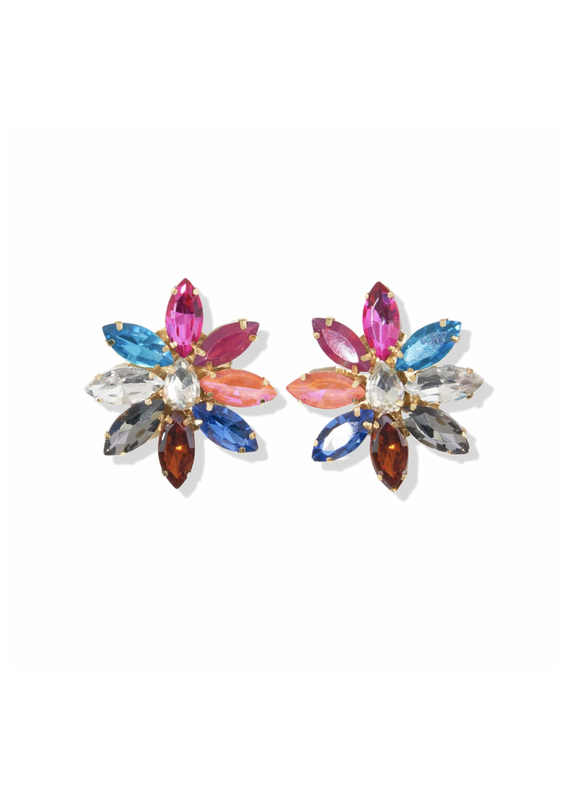 Ink + Alloy Rainbow Flower Crystal Post Earrings