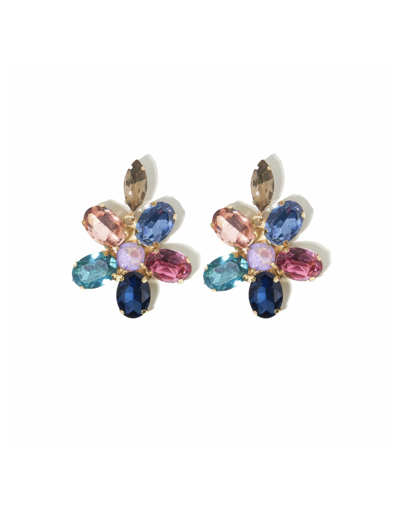 Ink + Alloy Rainbow Flower Crystal Drop Earrings