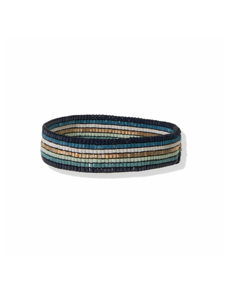 Ink + Alloy Teal Horizontal Stripe Small Luxe Stretch Bracelet