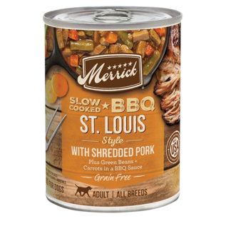 Merrick Slow-Cooked BBQ St. Louis Style Shredded Pork Canned Food 12.7 oz