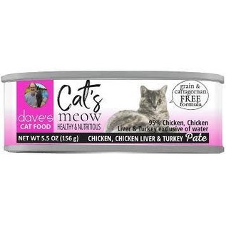 Daves Pet Food DAVE'S CAT CATS MEOW 95% CHICKEN WITH TURKEY 5.5OZ