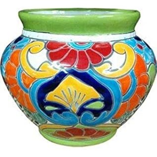 AVERA HOME GOODS Ceramic Planter, Trenza, Double-Fired, Hand-Painted, 8.5-In