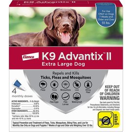K9 Advantix II Flea and Tick Prevention for Extra-Large Dogs 4-Pack, Over 55 Pounds