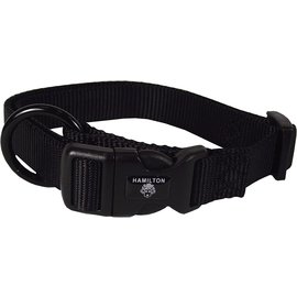 HAMILTON PET COMPANY Hamilton Adjustable Nylon Dog Collar - Black Large
