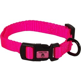 HAMILTON PET COMPANY Hamilton Adjustable Nylon Dog Collar - Pink 3/8" x 7-12"