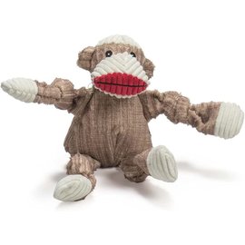 HuggleHounds Plush Corduroy Durable Knotties Dog Toy Small Monkey