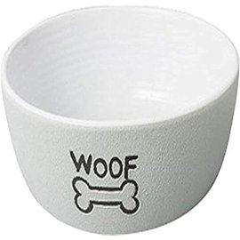 ETHICAL STONEWARE DISH Ethical Pet Products Bowl Dog Nantucket Woof Grey 5In