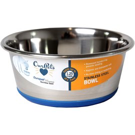 OURPETS COMPANY OURPETS DURAPET PREMIUM RUBBER-BONDED STAINLESS STEEL BOWL FOR DOGS 1.25 CUPS