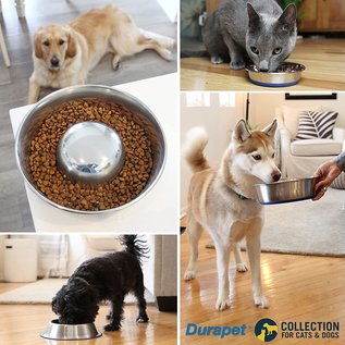 OURPETS COMPANY OURPETS DURAPET PREMIUM RUBBER-BONDED STAINLESS STEEL BOWL FOR DOGS 11 CUPS