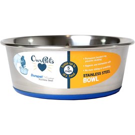 OURPETS COMPANY OURPETS DURAPET PREMIUM RUBBER-BONDED STAINLESS STEEL BOWL FOR DOGS 4 CUPS