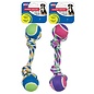 SPOT RAINBOW TWISTER ROPE WITH 2 BALLS DOG TOY 12"
