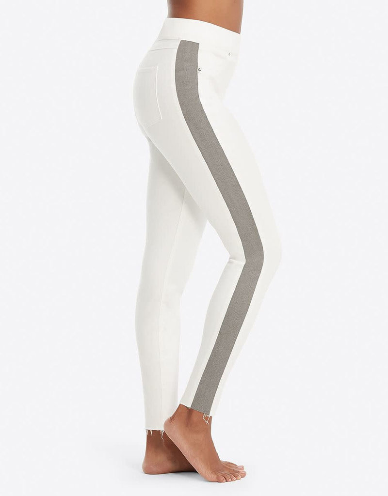 distressed skinny jeans with side stripe