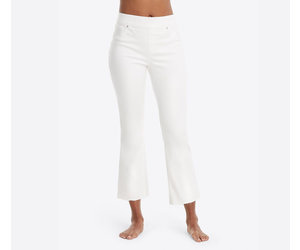cropped flare white jeans