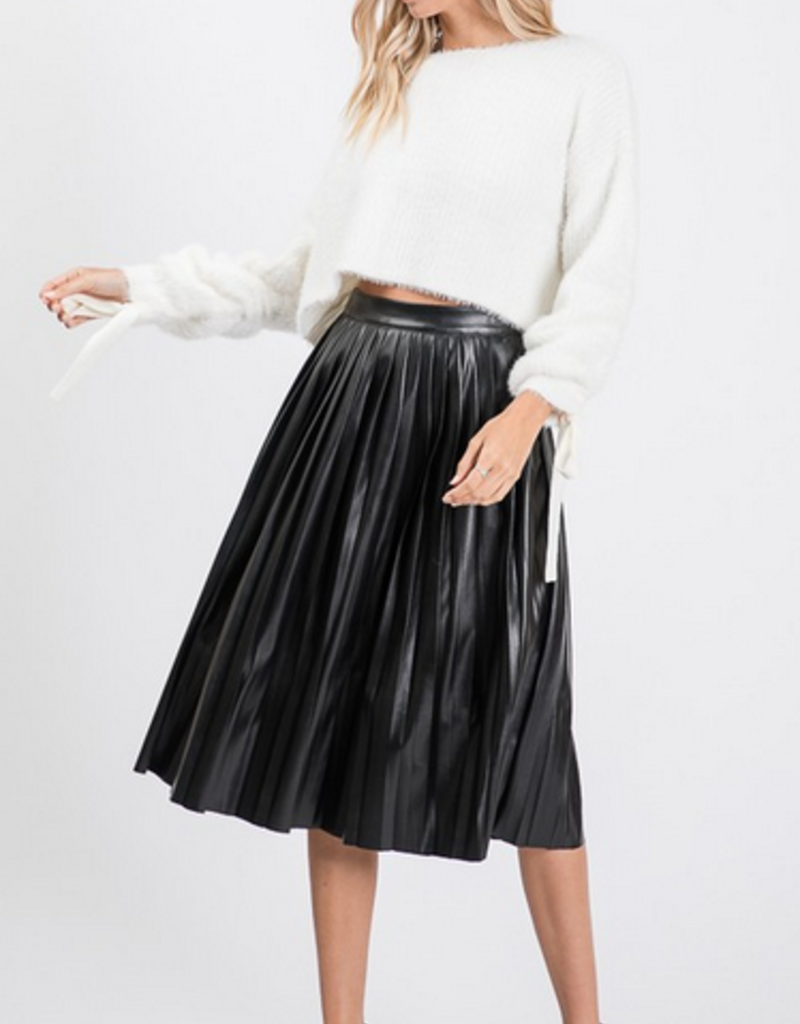 midi faux leather skirt