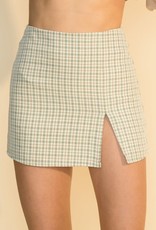 plaid slit mini skirt