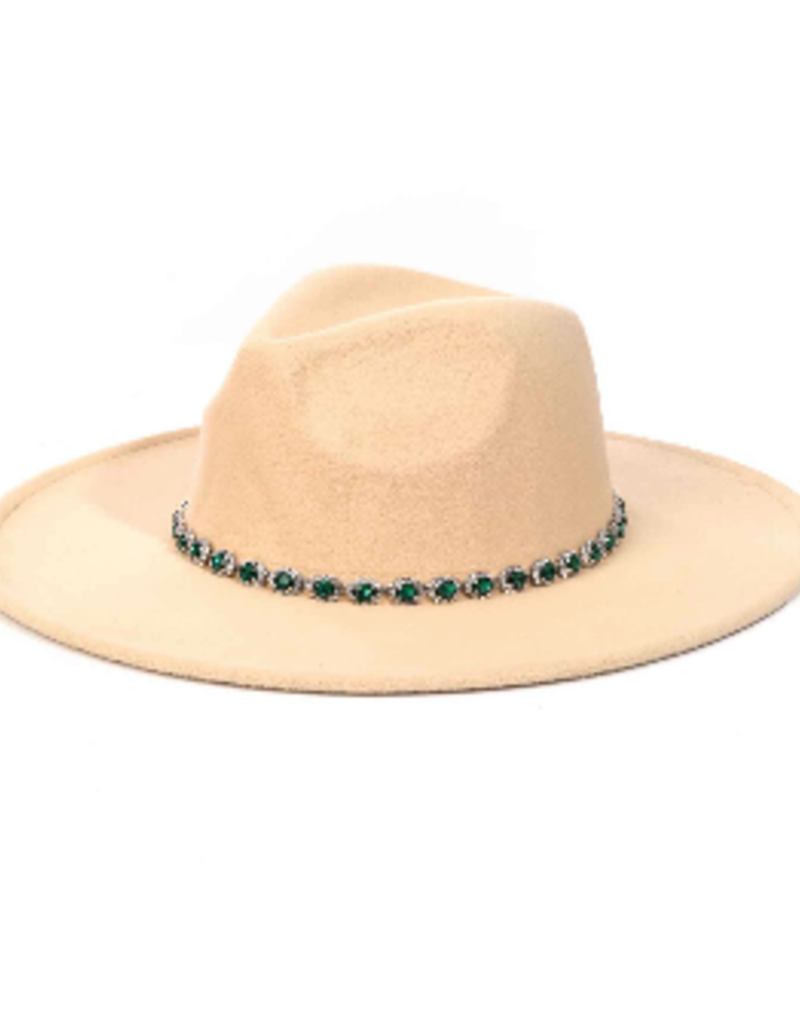 ivory bejeweled wide brim hat