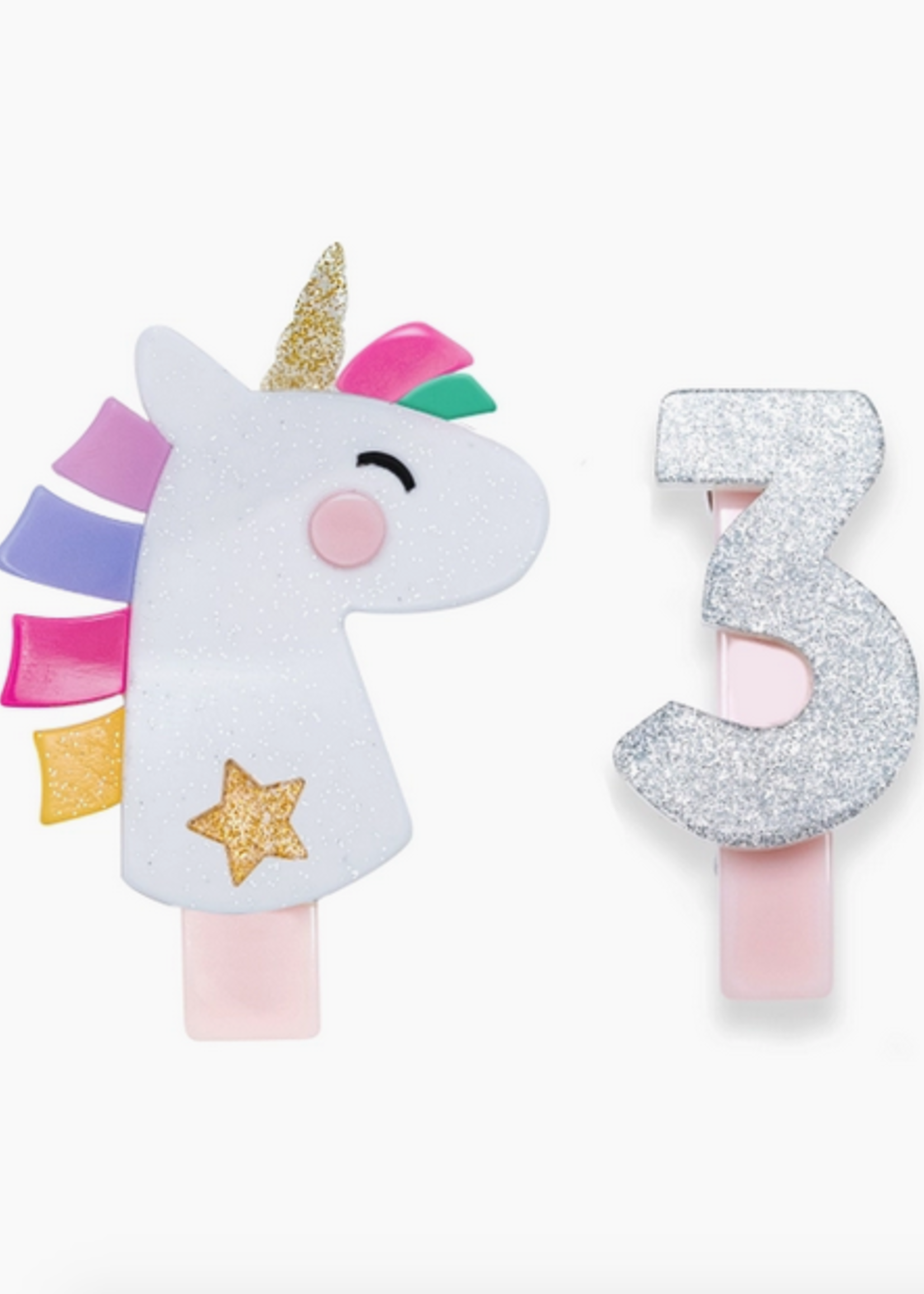 kids number charm & unicorn clip set LC