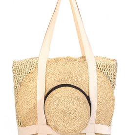 basket weave hat bag - khaki