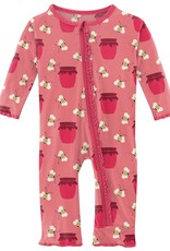 kickee pants strawberry bees and jam muffin ruffle coverall with zipper