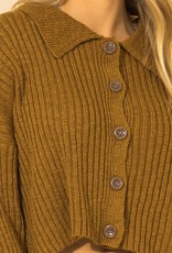 collared knit button down cardi