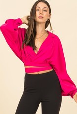 its a date cropped collared top