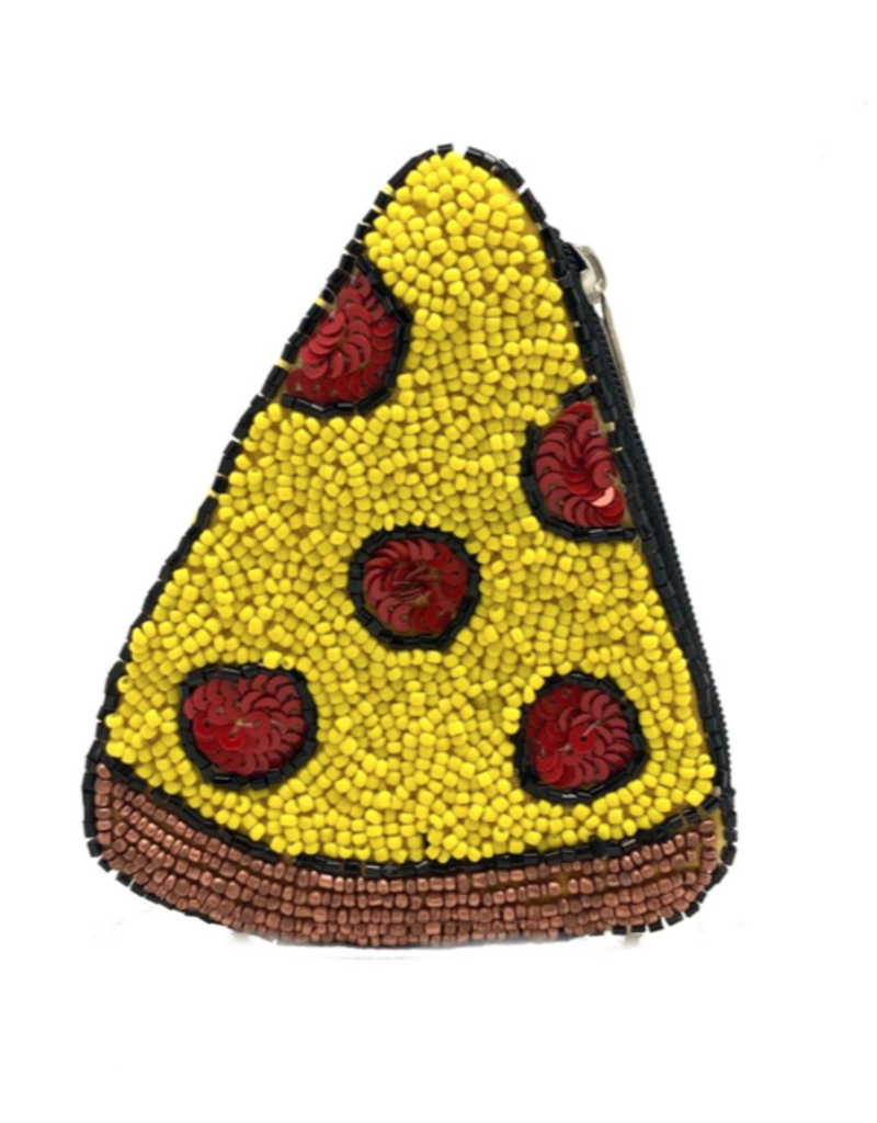 pizza beaded coin pouch