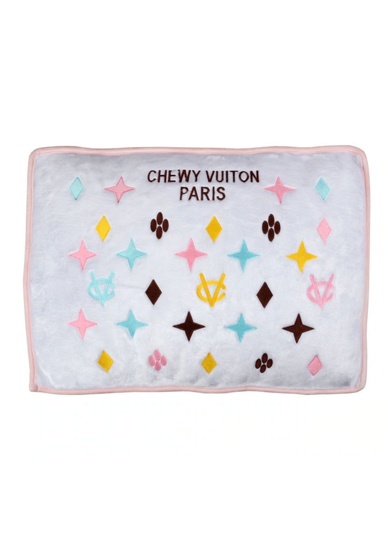 white chewy vuiton bed - small