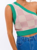 checked out one shoulder sweater top