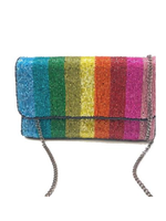 lachic designs rainbow stripe mini beaded clutch