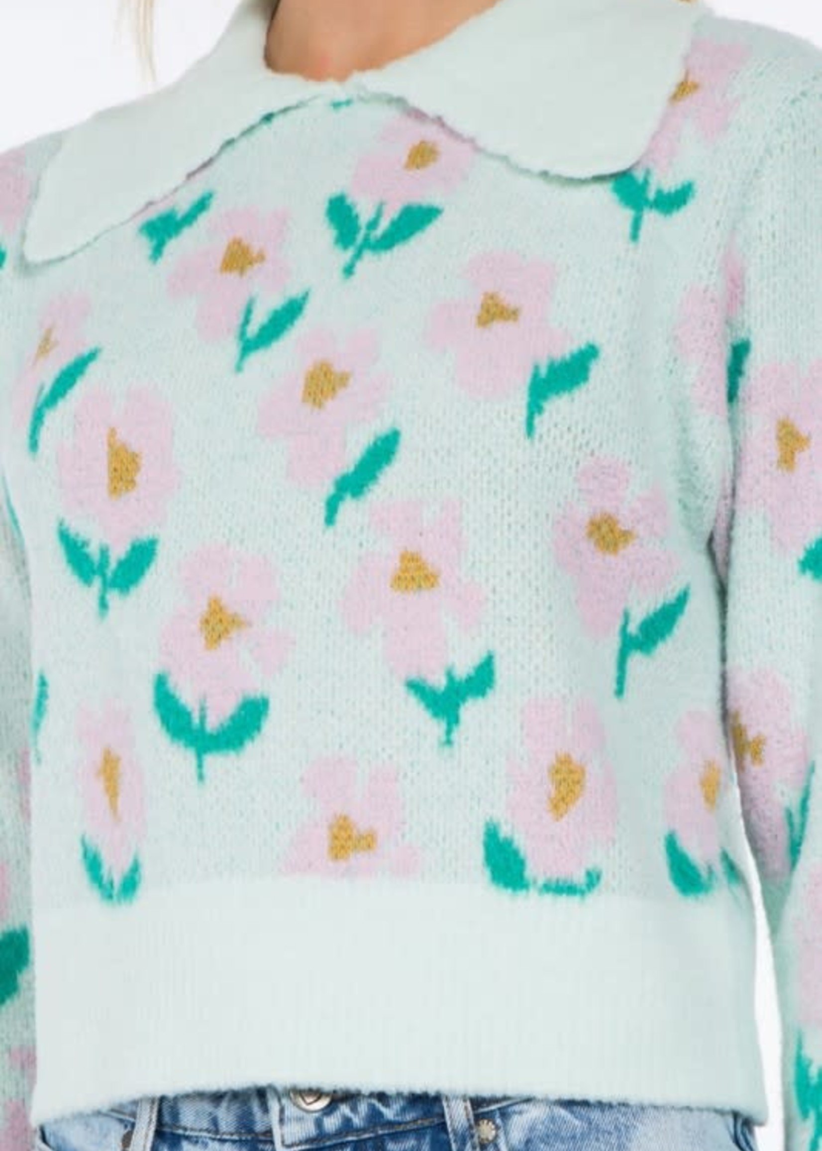 flower power polo sweater