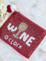 lachic designs wine oclock beaded coin pouch