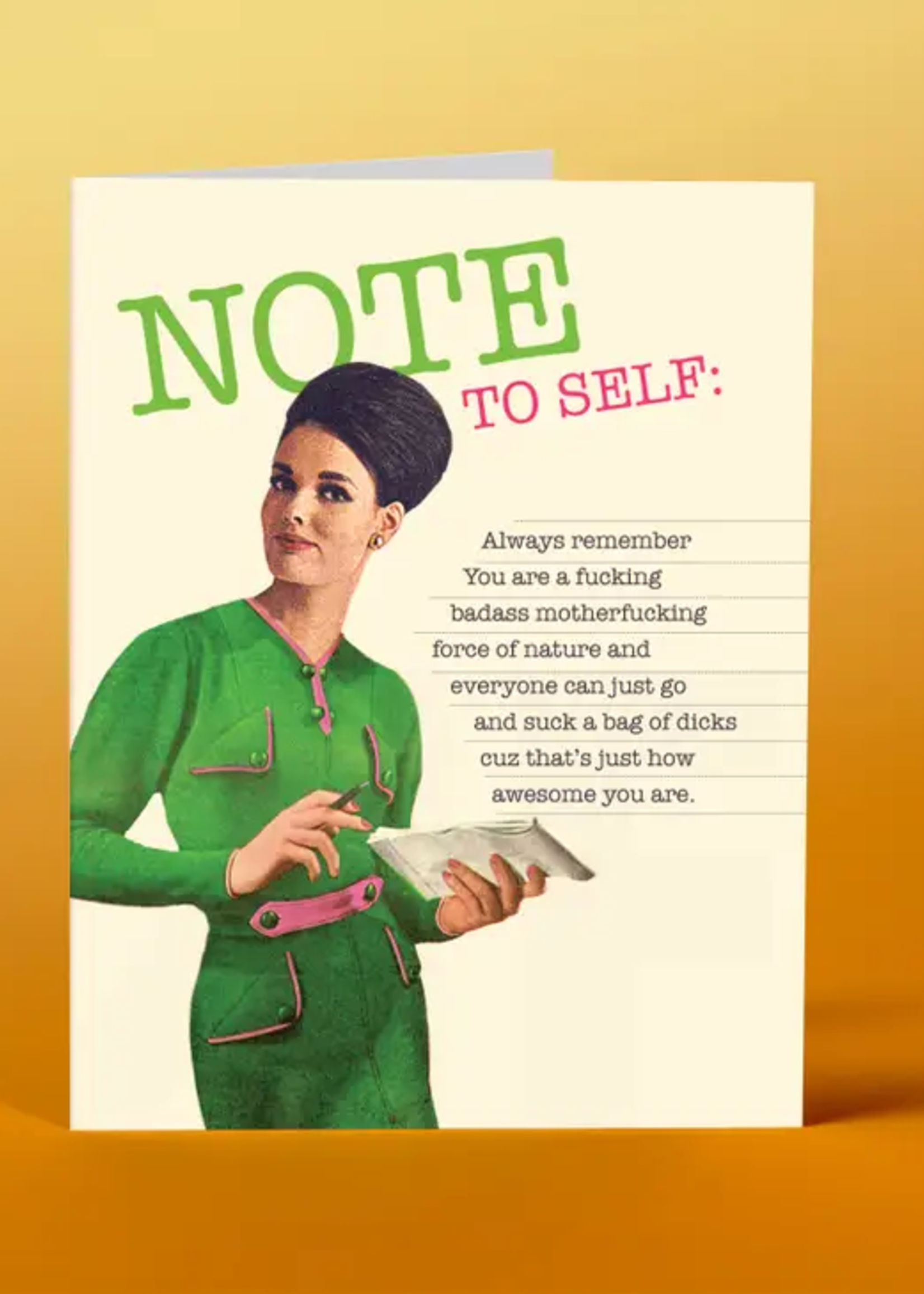 offensive and delightful Note To Self Card