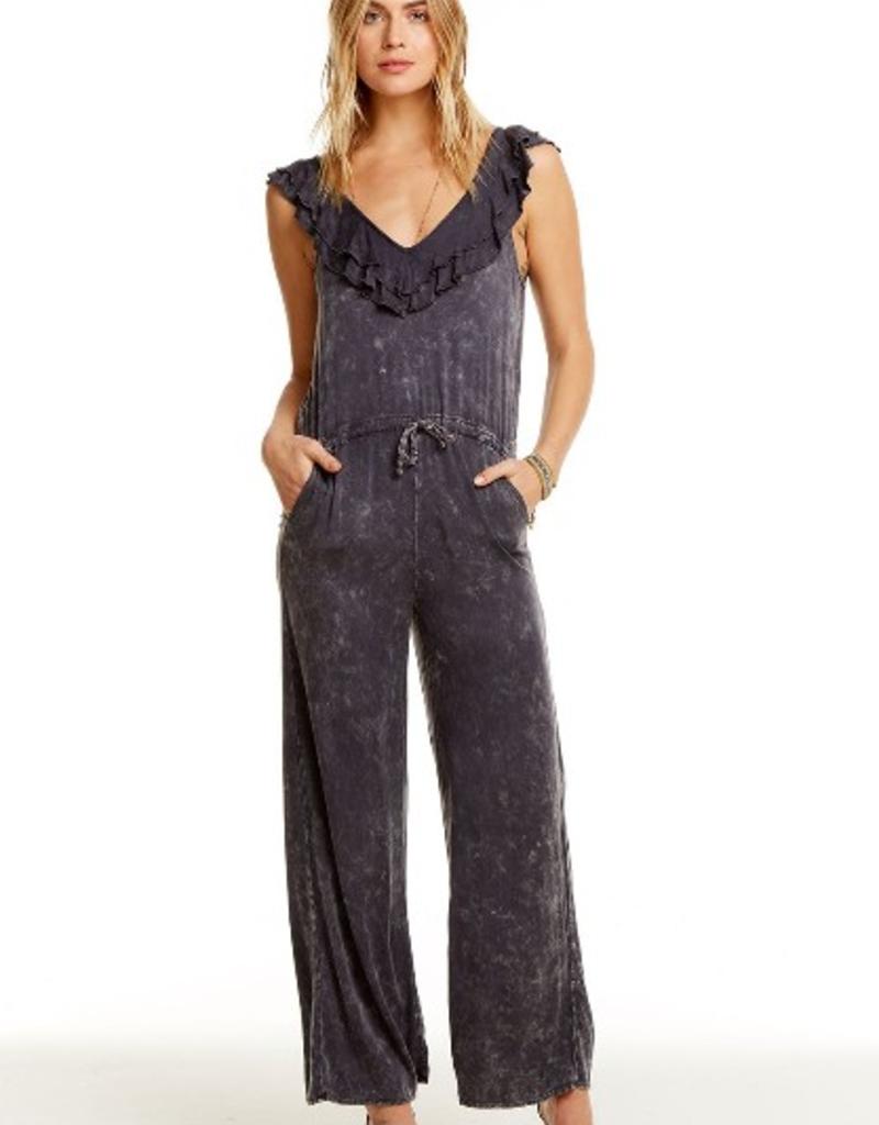 ruffle wide leg jumpsuit