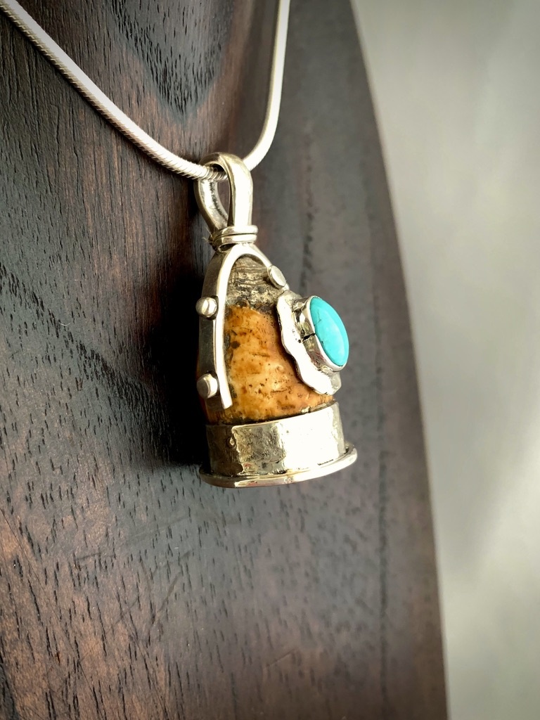 Turquoise Fossil Walrus Tooth Pendant #251