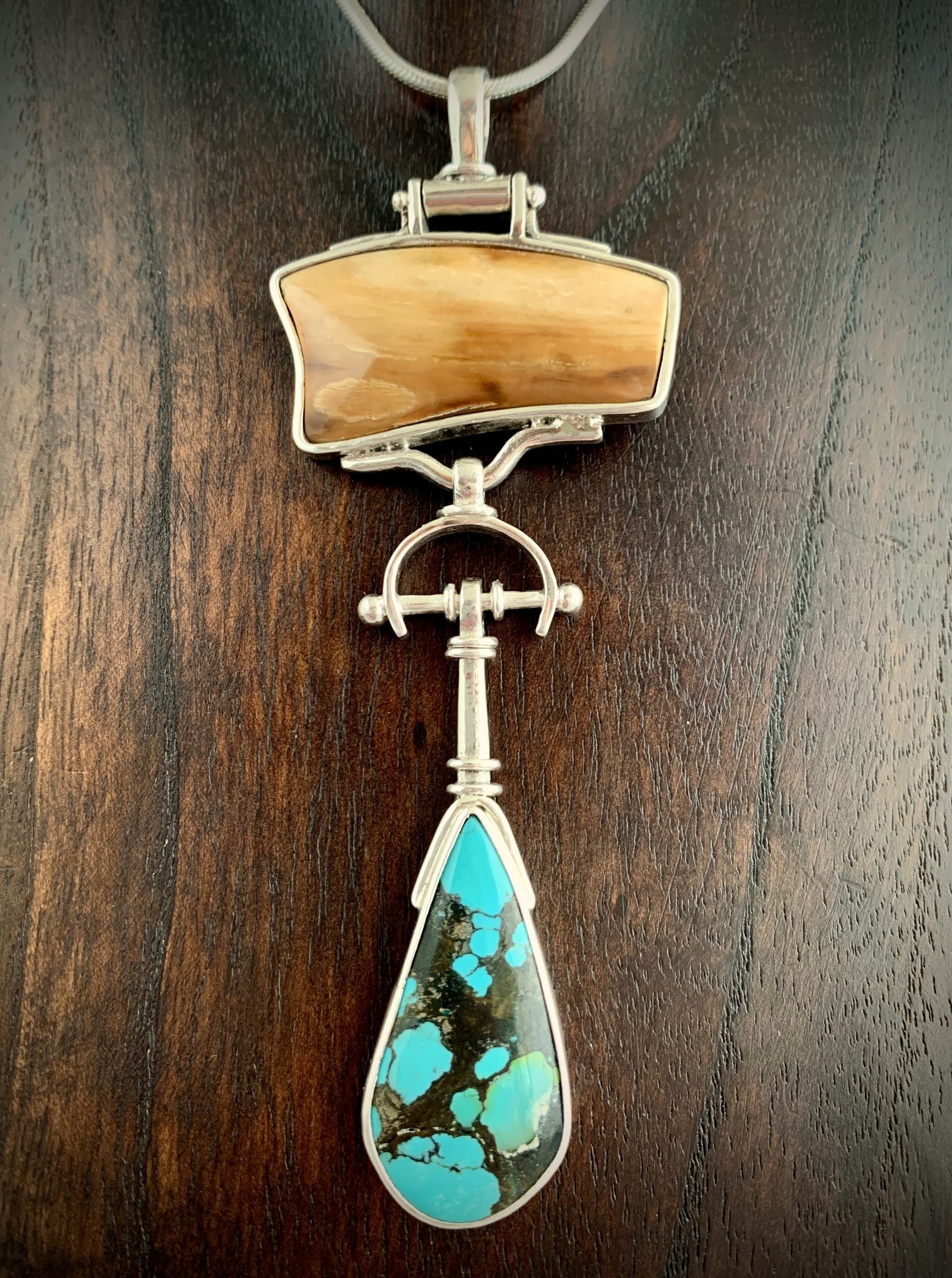 Turquoise and Fossil Mammoth Ivory Pendant #291 - SOLD