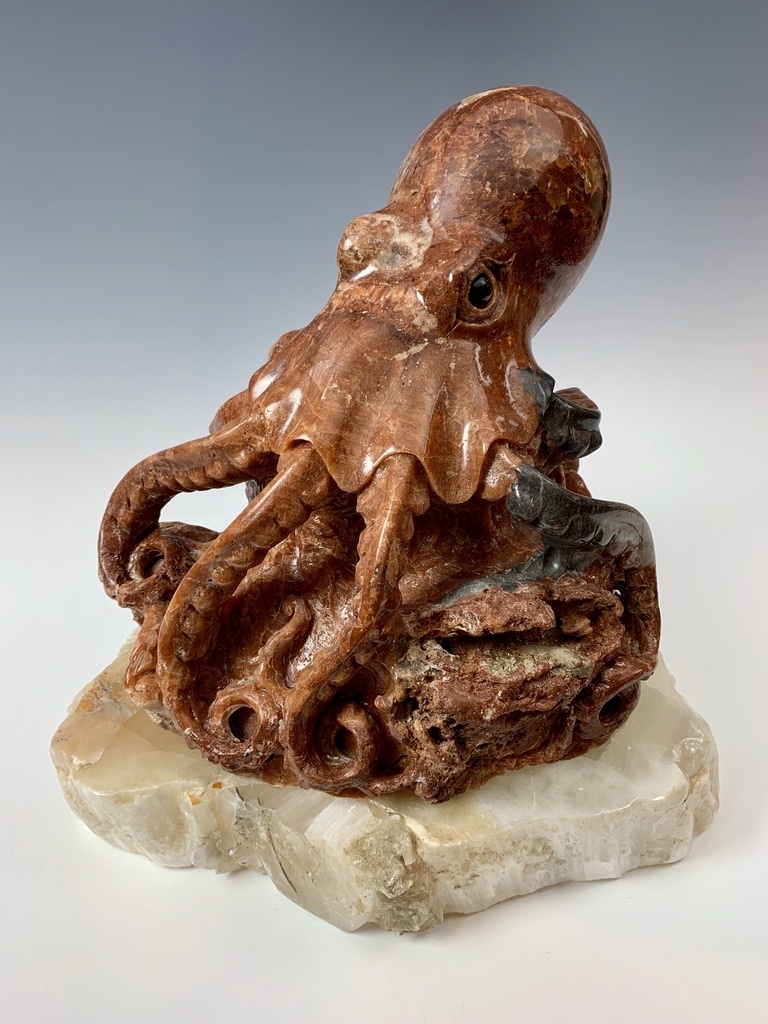 Marble Octopus Sculpture Art #363 By Eddie Lee - Alaska Fine Art