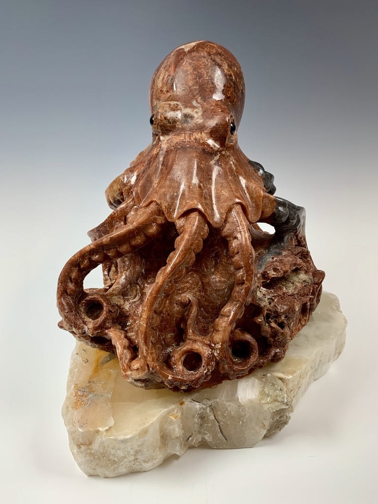 Marble Octopus Sculpture Art #363 By Eddie Lee - Alaska Fine Art