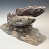 Spawning Salmon - Marble Sculpture #376