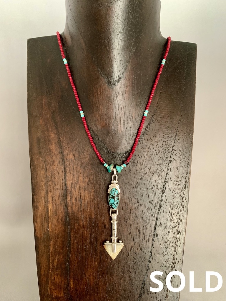 Fossil Walrus Ivory and Turquoise Necklace #387