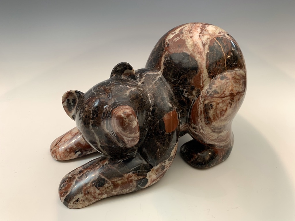 Pouncing Bear - Marble Sculpture #403