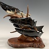 Spawning Salmon - Buffalo Horn and Antler Sculpture #412
