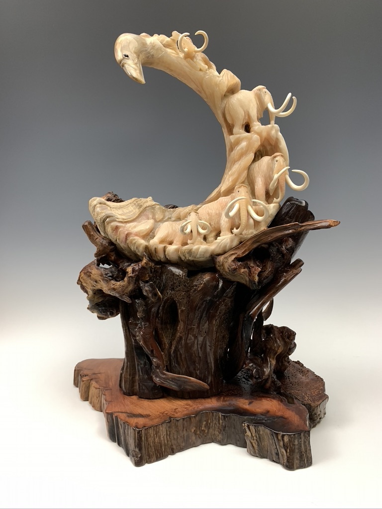 Mammoths - Alaskan Dall Sheephorn Sculpture #455
